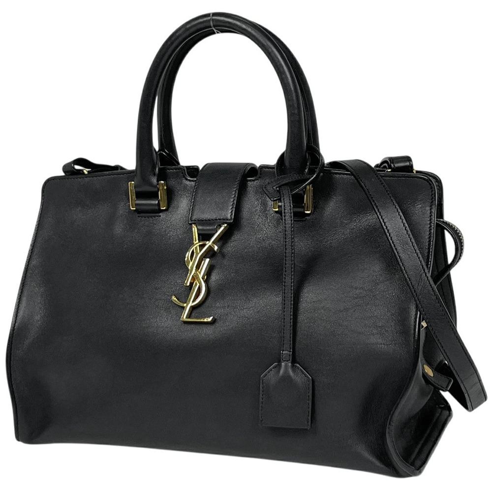 Saint Laurent Cabas Leather Handbag Black